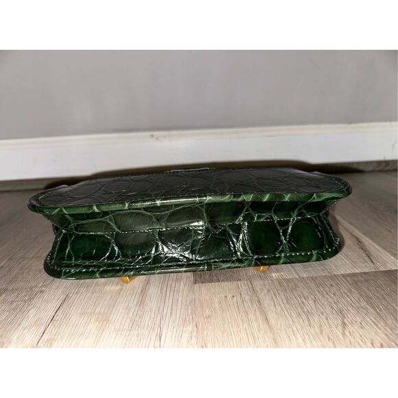 Balmain Blaze Smooth Calf Leather Medium Flap Clutch Crossbody Bag Green $2650 - Picture 9 of 16